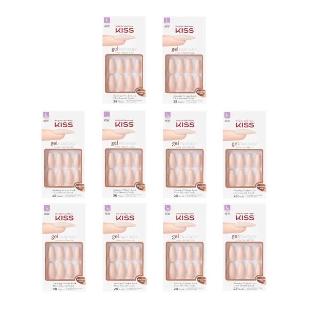 SET OF 10! Kiss Nails Gel Fantasy Long Glue-On Press-On Nails